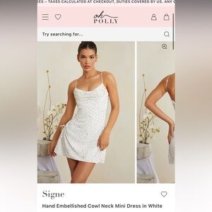 Princess Polly Signe hand embellished, cowl neck mini